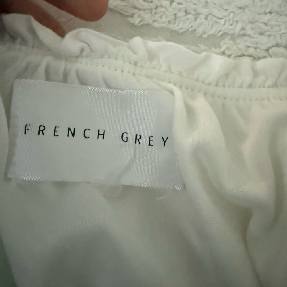 French Grey Strapless White Dress - Picture 3 of 10